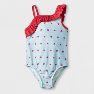 Disney Girls Toddler Mickey Mouse Print Ruffle One Piece Swimsuit by Junk Food